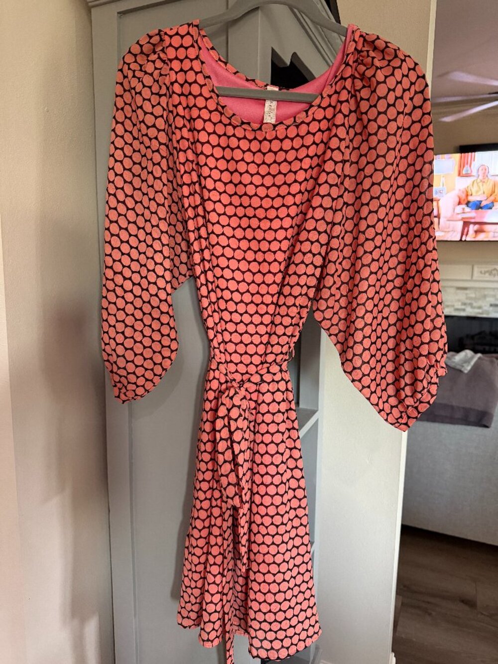 Peach and navy sundress